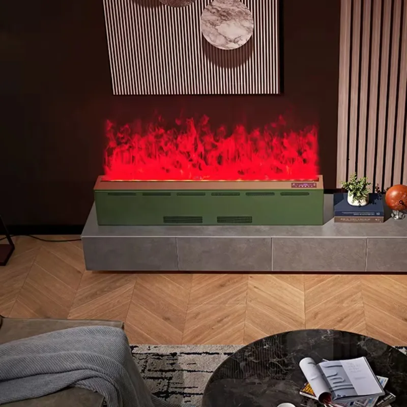 3D Electric Fireplace Freestanding Steel Heater with Water Steam & Music for Indoor Hotel Use