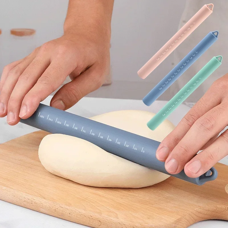 

26CM Silicone Rolling Pin Stainless Steel Pastry Dough Flour Roller Kitchen Cooking Baking Tool for Pasta Cookie Dough Dumpling