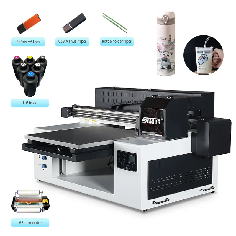 

st-5060 UV flatbed printer 500*600mm printing size with maintop software multicolors cmyk white colors with two xp600 heads