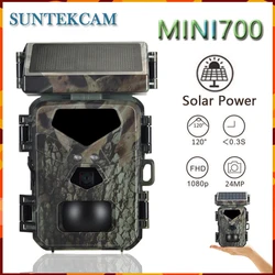 Mini700 24MP 1080P No ScreenNo Buttons With Solar Panel Hunting Camera Infrared Night Vision Monitoring Wildlife TrapTrail Camer