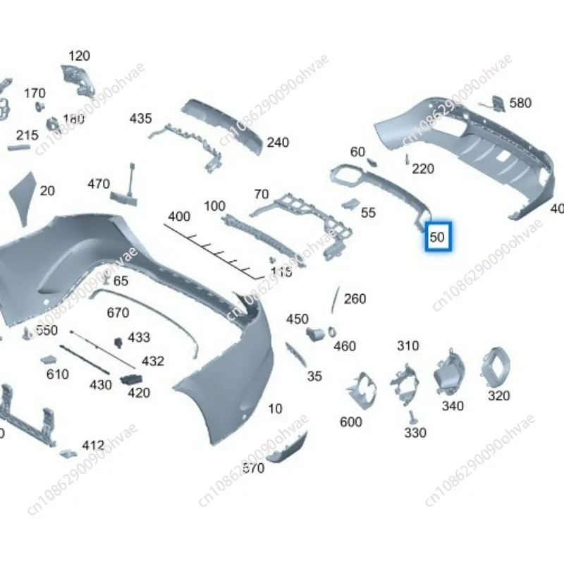 for Mercedes-Benz W167 rear bar decorative strip, electroplated A1678852803 black A1678853103