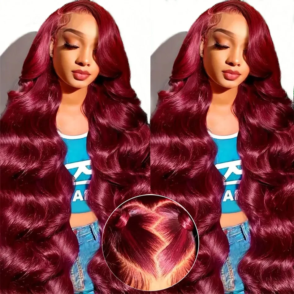 99j بورجوندي الدانتيل الجبهة باروكة من شعر طبيعي 13x4 قبل قطعها HD الدانتيل الشفاف الملونة الجسم موجة 13x6 الدانتيل الباروكات الأمامية للنساء