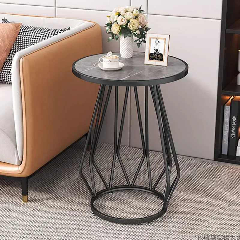 

Shelf Legs Marble Side Table Round Vintage Sofa Side European Coffee Tables Aesthetic Unbreakable Mesa Centro Home Decorations