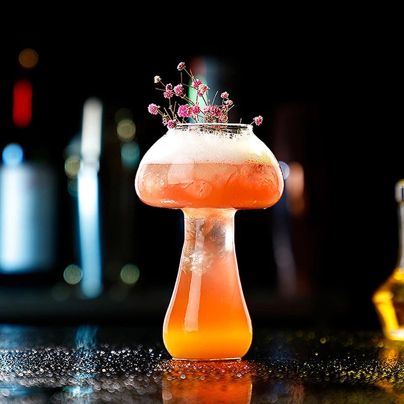250ml Creative Mushroom Shape Coffee Glasses Clear Drinks Cups Wine Glasses for Party Novelty Drinking Glassware KTV Bar Club