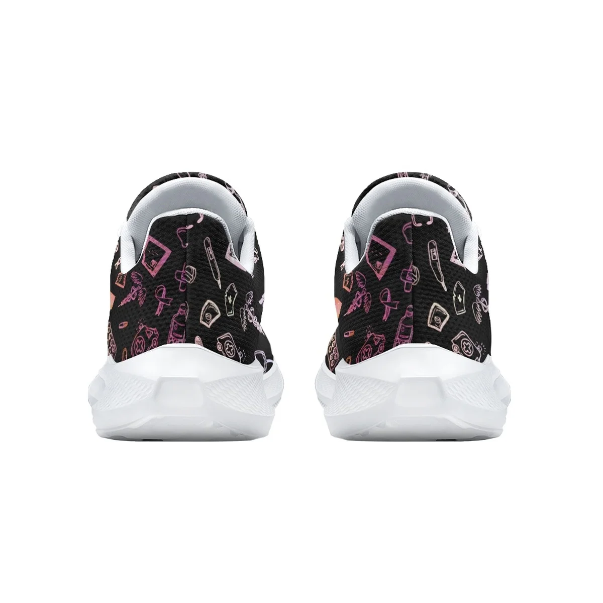 Fashion Style Print Teenager Mesh Sneaker Hospital Work Doctor Nurse Portable Shoes Convenient Breathable Lace Up Footwear Flats