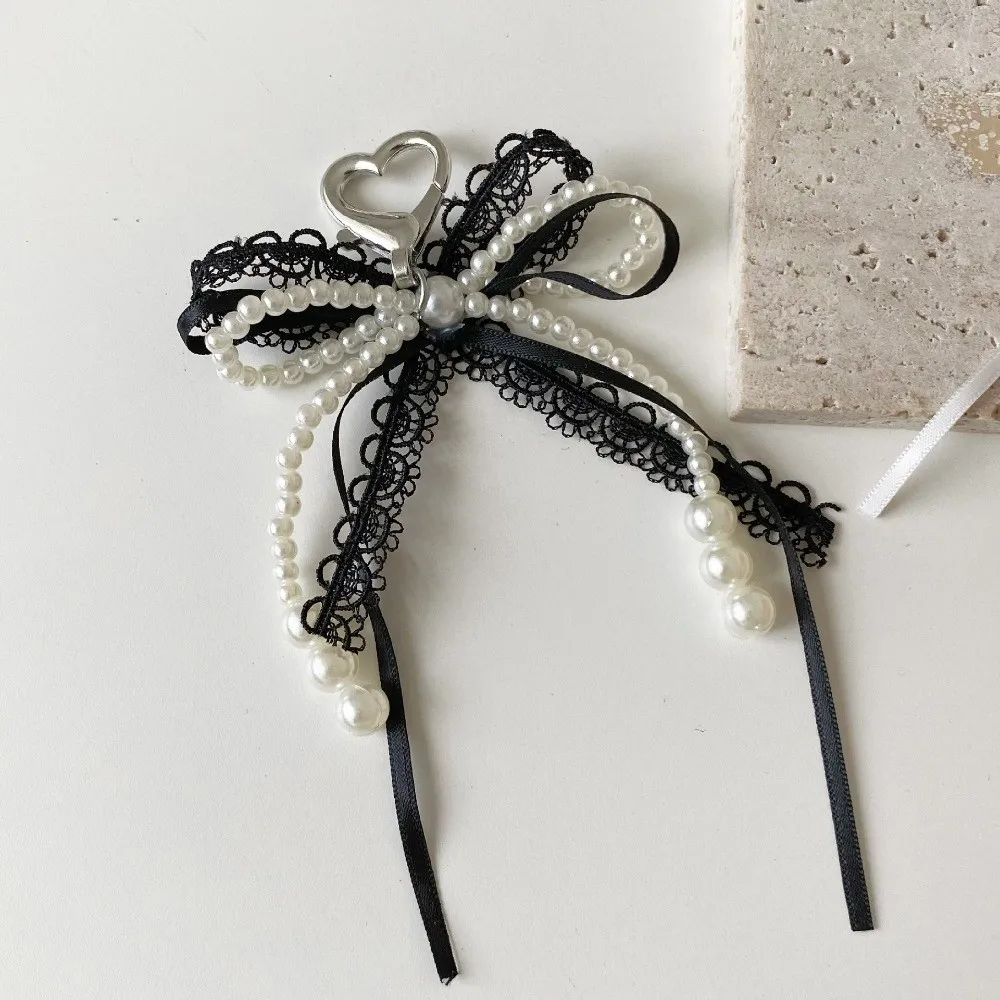 New Pearl Lace Bow Keychain Removable Bag Decorations Bag Pendant Accessories Aesthetic Key Ring Girls Gifts
