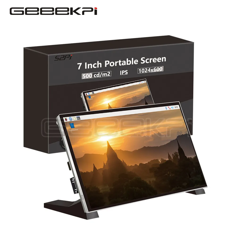 

GeeekPi 7-дюймовый 1024x600 60 Гц портативный Экран с подставкой, совместимый с Raspberry Pi и Windows PC