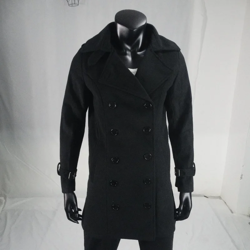 Winter Women's Woolen Jacket Double-Breasted Flap Lapel Lined Top Coat Slim-Fit Elegant Personalized Outerwear S-3XL Solid Color