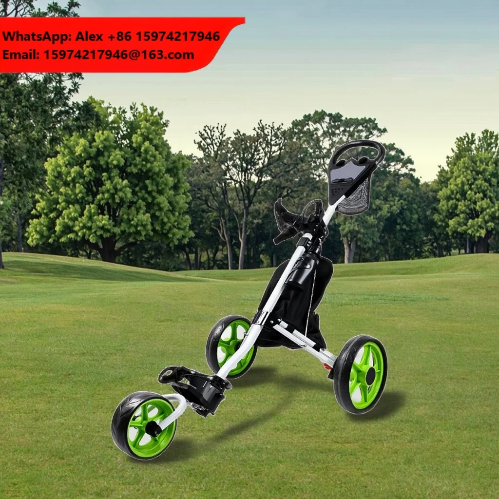 Custom Logo Three-Wheel Portable Aluminum Foldable Detachable Ball Bag Cart Hot-Selling Golf Trolleys With Detachable Wheels