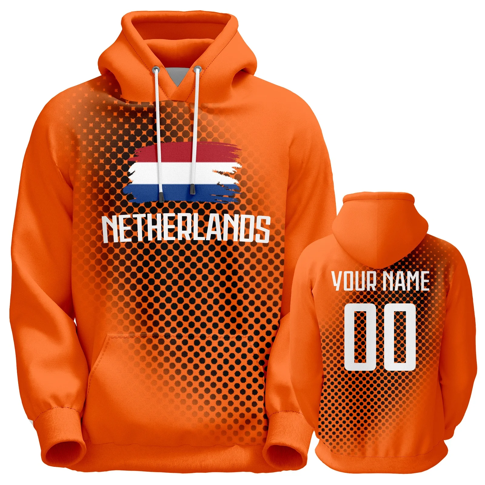 Custom Netherlands Soccer Hoodie Sweatshirt Personalized Printed Name Number Football Pullover Fans Gift for Men Women Youth