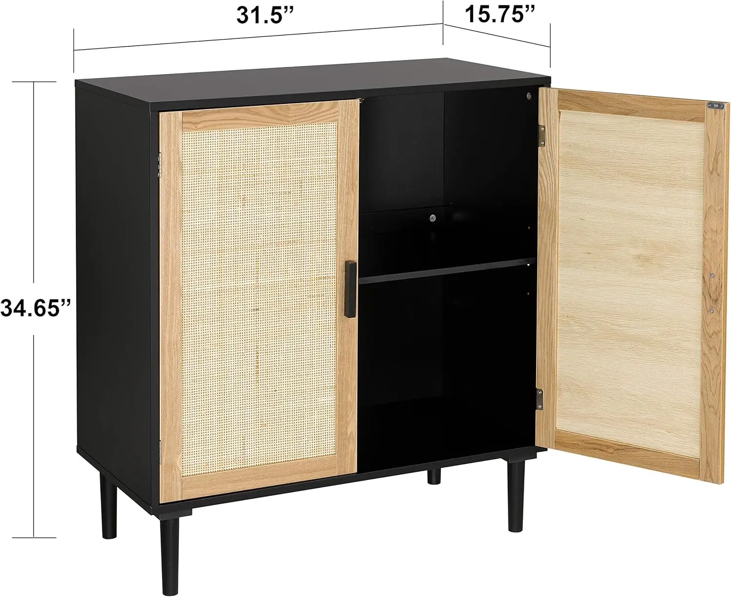 Finnhomy Sideboard Buffet Cabinet, Kitchen Storage Cabinet With Rattan Decorated Doors, Accent Liquor Cabinet For Bar, Dining