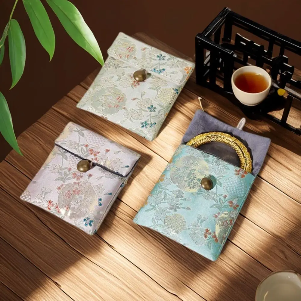 Embroidered Flowers Jewelry Packing Bag Chinese Style Rings Necklace Jewelry Display Box Bracelet Large Capacity Jewelry Holder