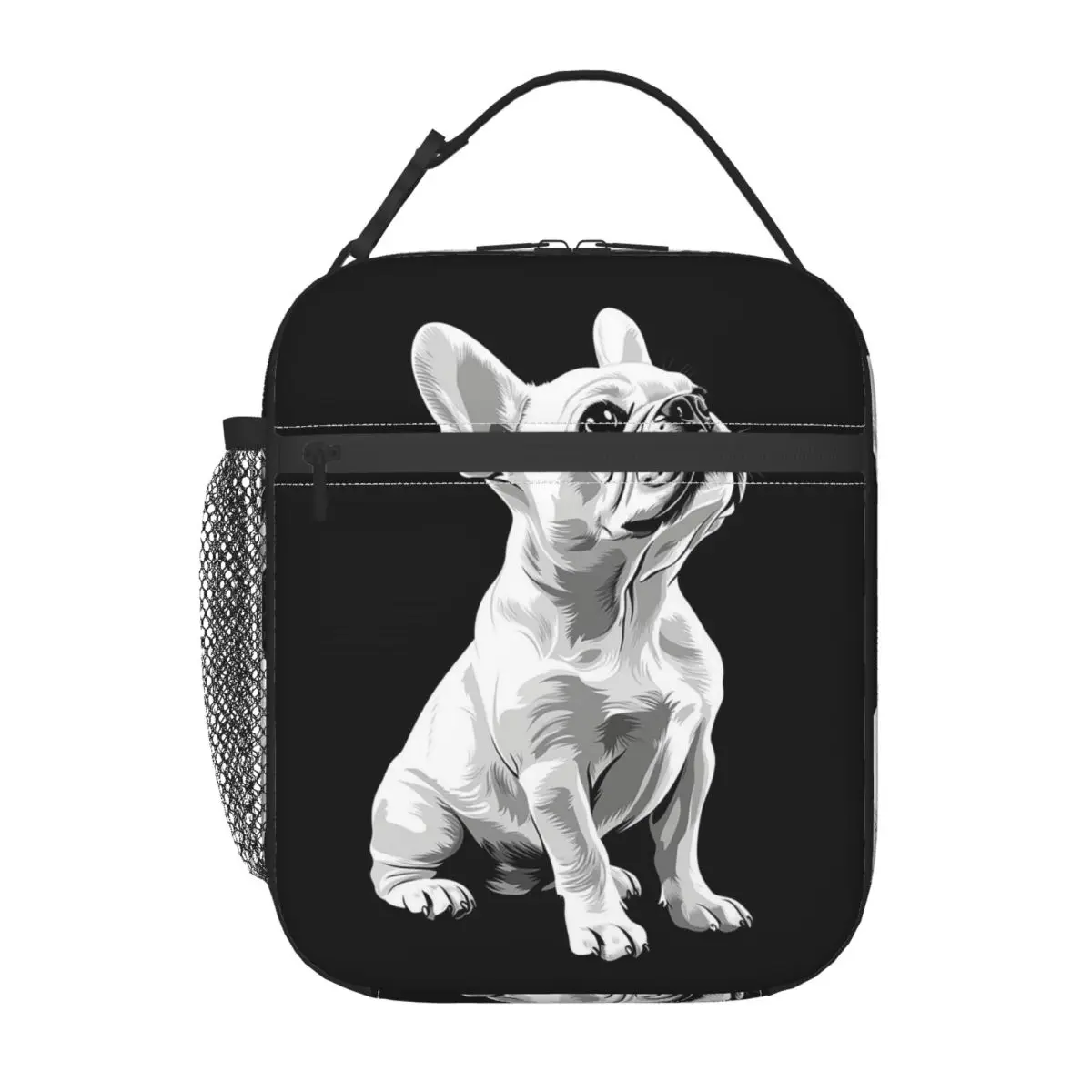 Cute French Bulldog Puppy Facial Insulated Lunch Bag for Women Kids Portable Food Boxes Thermal Lunch Box Tote
