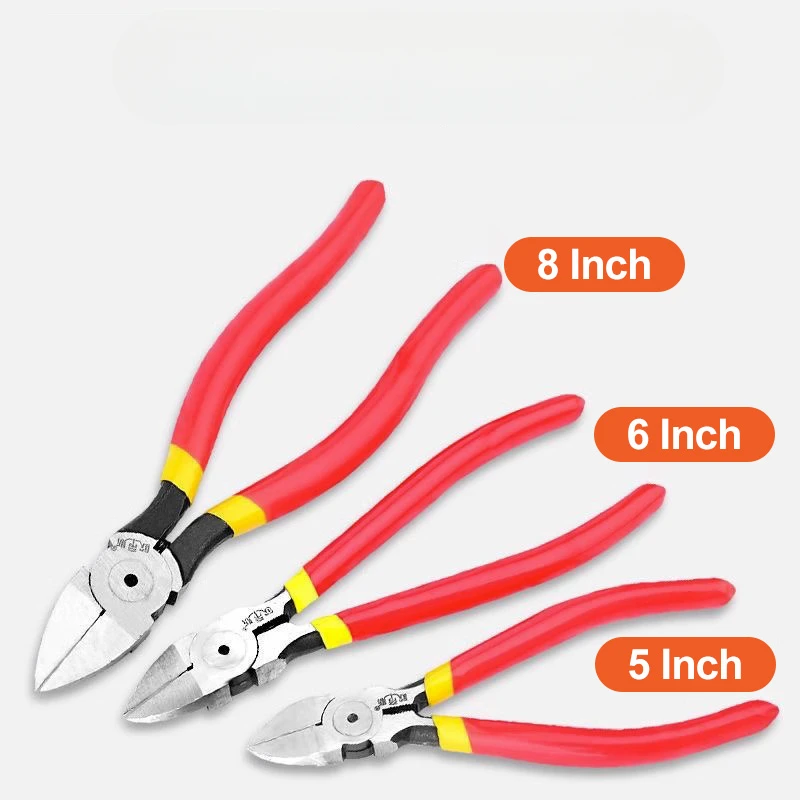 BIESUO 5/6/8inch Diagonal Pliers Multi Functional Electrical Wire Cable Cutters Cutting Side Snips Flush Nipper Hand Tools