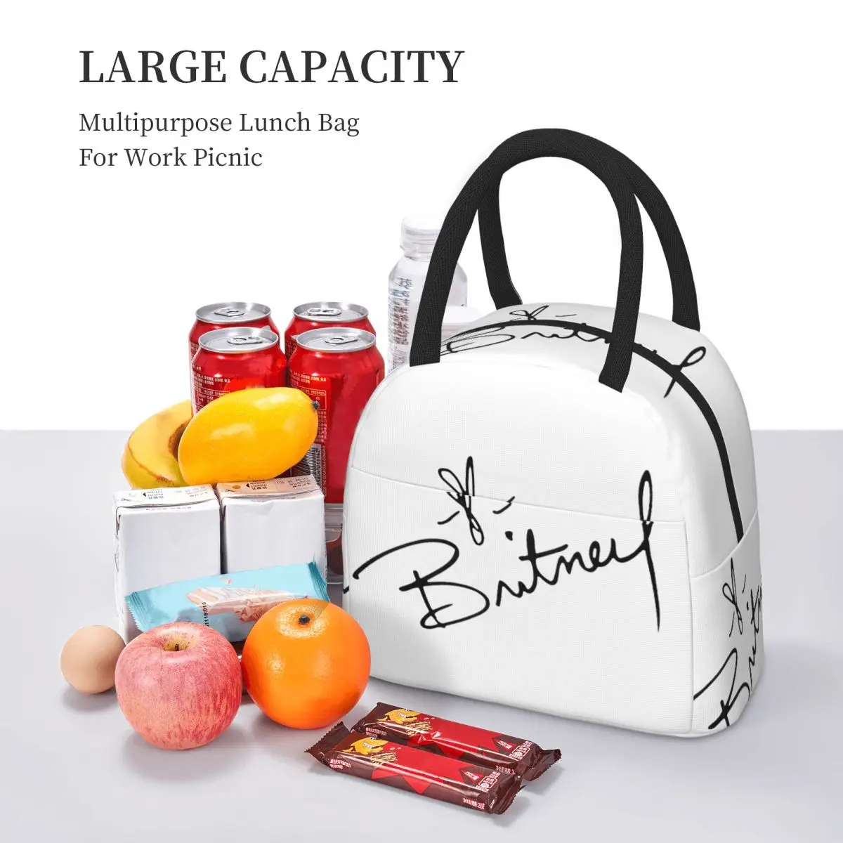 Britney Spears SIGNATURE Lunchtaschen, isolierte Bento-Box, tragbare Lunchtasche, Picknicktaschen, Thermotasche für Damen, Studenten, Schule