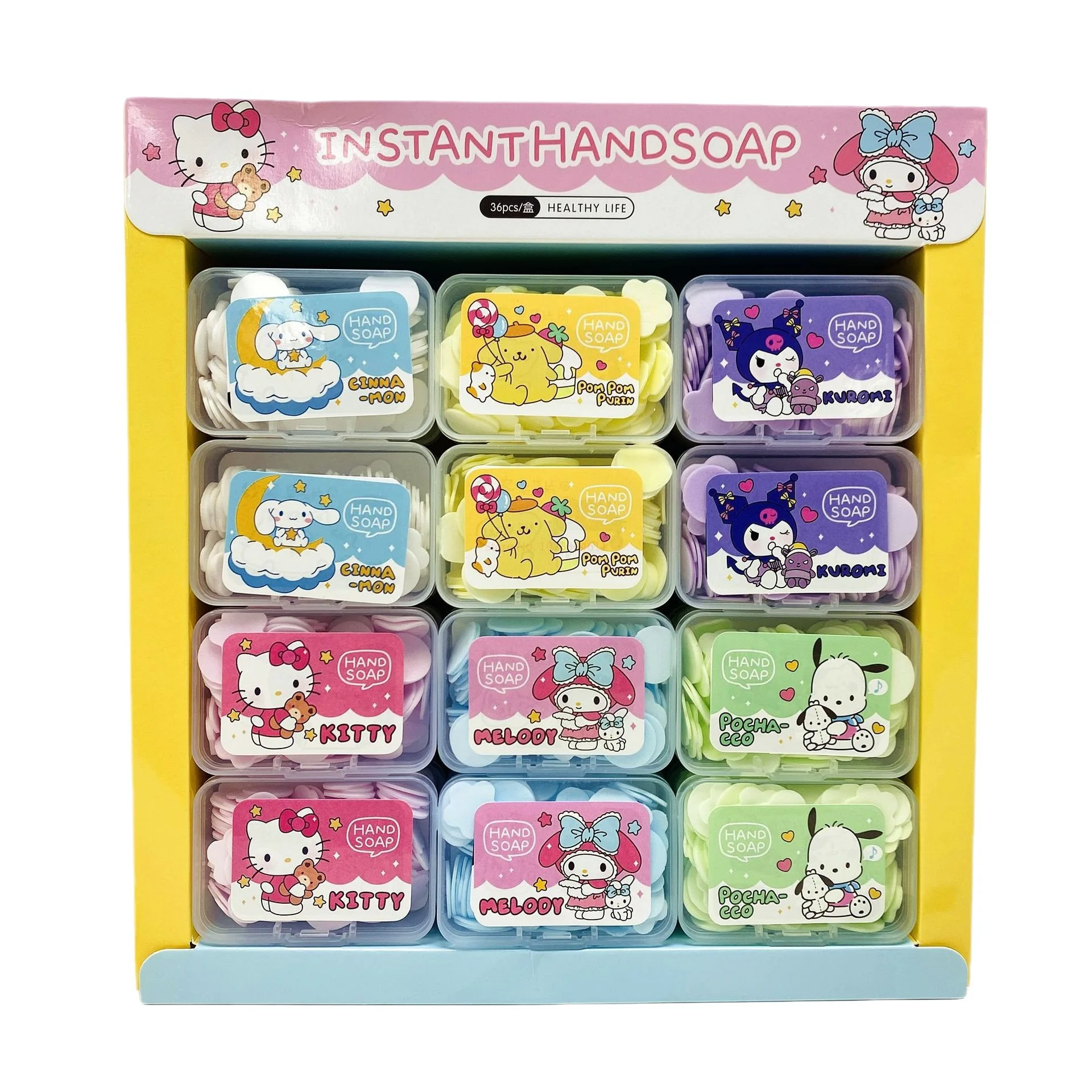 Sanrio Hand Washing Tablets Small Square Box Flower Petal Convenient Soap Paper Antibacterial Disposable Soap Flower Workers