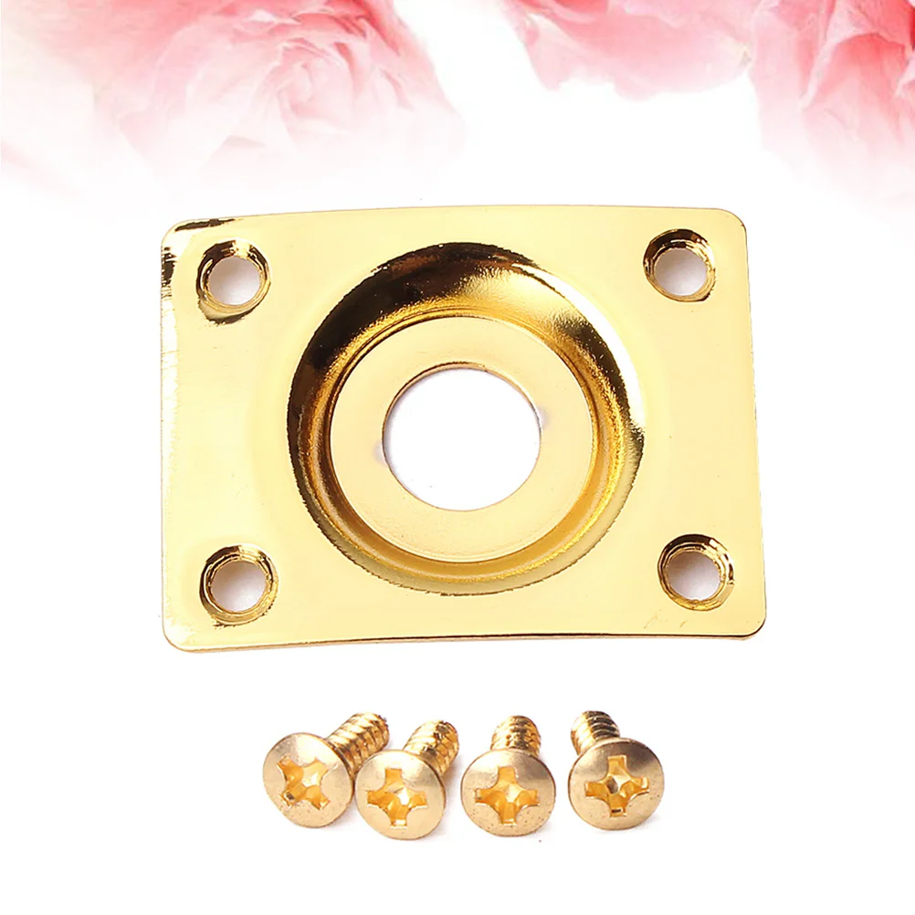 Square Curved Guitar Jack Plate Indented 1/4 Inch Guitar Pickup Output Input Jack Socket Plate Metal Jack Plate With Screws for