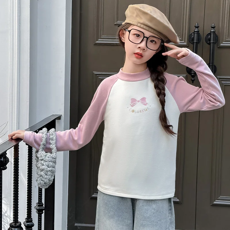 High Quality Kids Cotton Round Collar Indoor T-shirts For Teenage Girl Casual Long Sleeve Pajama Tshirt Child Sleeping Tee Tops