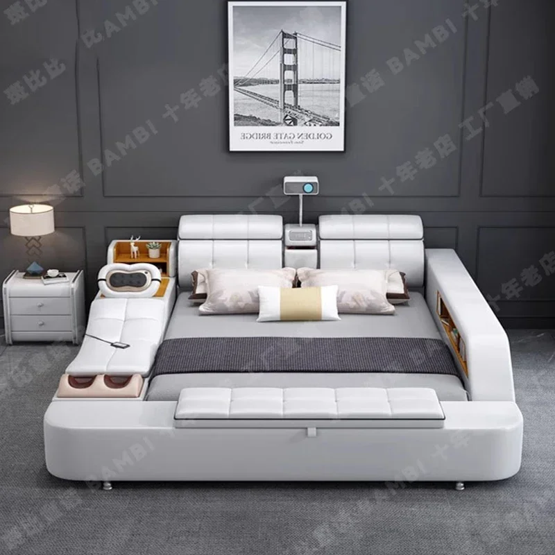 

Multifunctional Storage Bed Design Wooden Full Castle Massage Modern Luxury Trendy Unique Bed Design Muebles Office Furniture