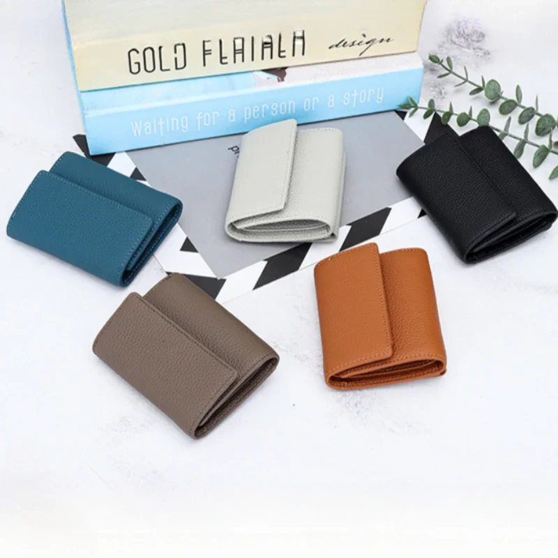 Leather Women Wallet Fashion RFID Multi-card Three-fold Money Clip small Purses for Women