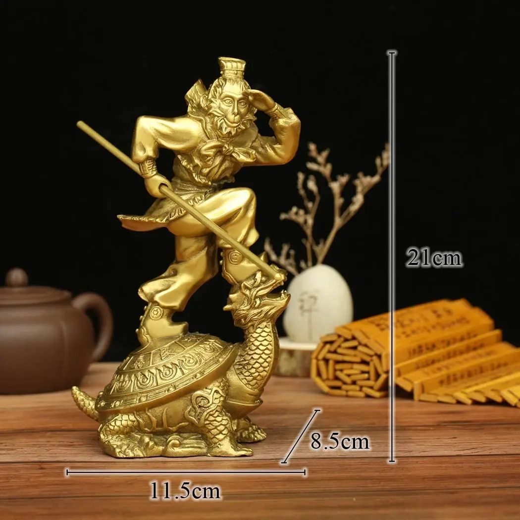 BRABUD Chinese Mythology Figure Sun Wukong Statue Monkey King with Dragon Turtle Figurine Home Office Table Decoration Collectio