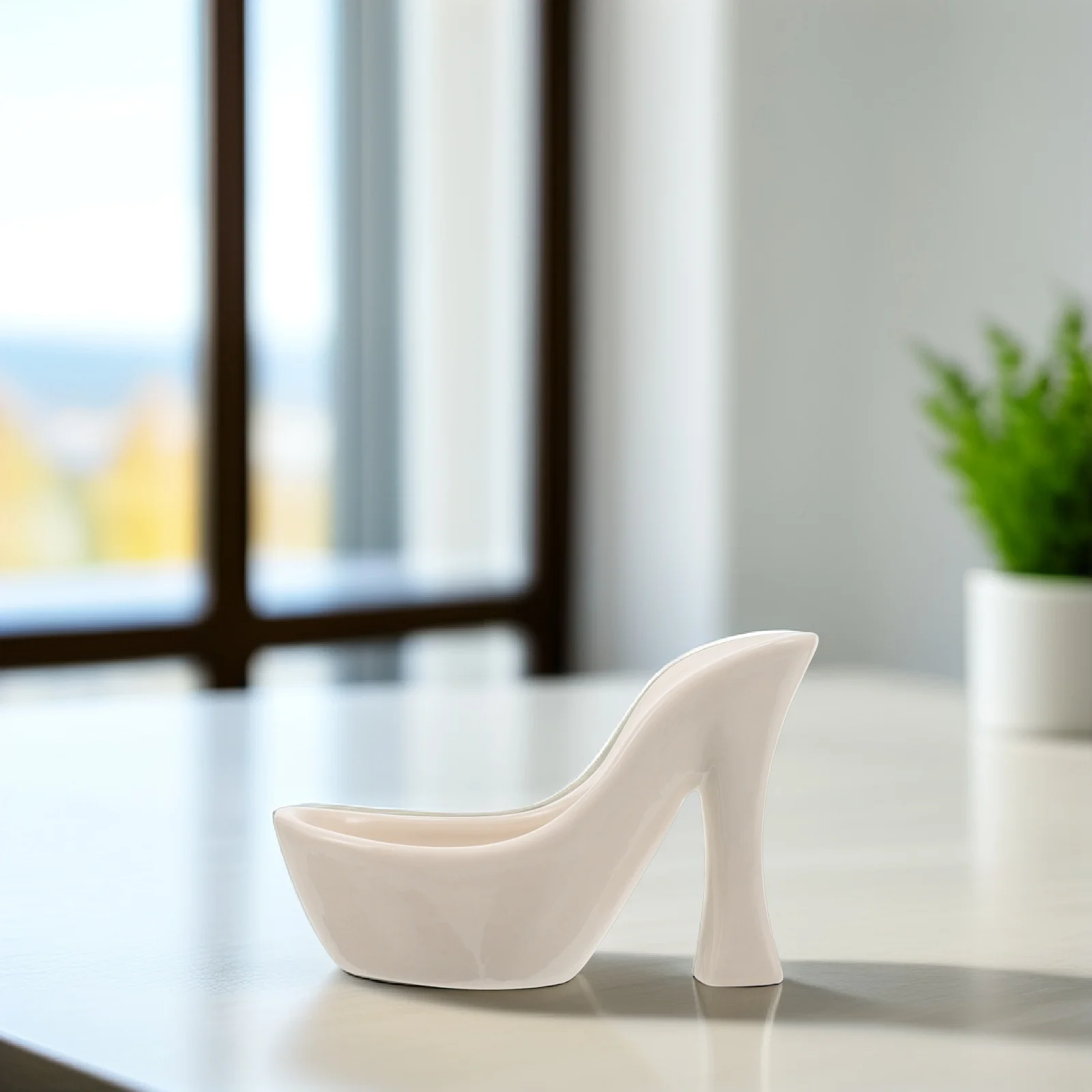 

Elegant High Heel Shaped Ceramic Vase White Flower Pot Creative Home Office Decor Modern Floral Arrangement Vase