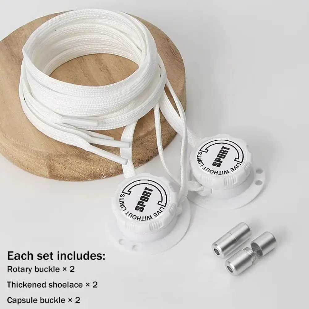1 Pair Wide Flat Design No-Tie Shoelaces No-Tie Rotating Buttons Quick-Adjust Laces Casual Quick-Adjust Flat Laces Sports Shoes