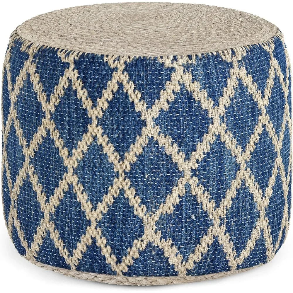 

Step Stool Footstool Bedroom and Kids Room for the Living Room Round Pouf Natural Woven Braided Jute and Cotton Free Shipping