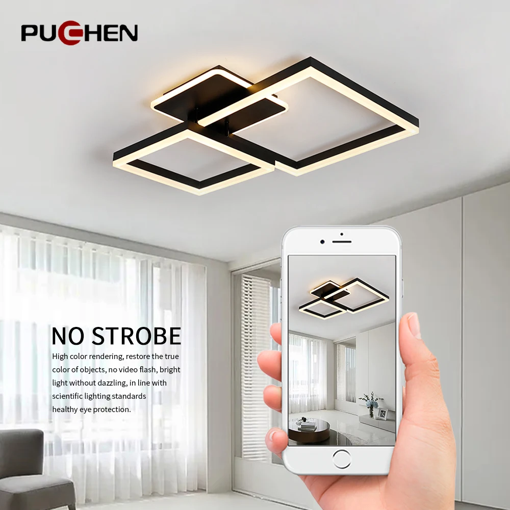 Puchen Intelligent LED Ceiling Lights 50W/72W/108W Background Wall Living Room Bedroom Kitchen Indoor Home Decorative Lamp