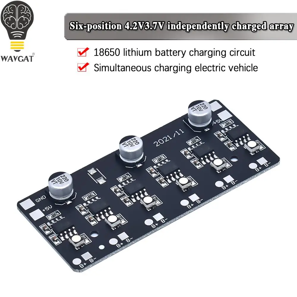 WAVGAT 6-position 4.2V3.7V independent charging array 18650 lithium battery charging circuit