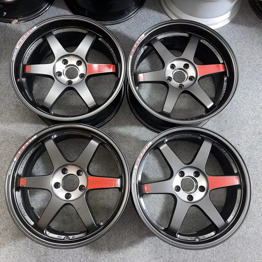 

！@HC 1:1 TE37 SL Forged Wheels 17-19 Inch 5x114.3 Custom Knurled Rims in Racing Green /Chrome Racing Wheels for Civic WRX BRZ 86