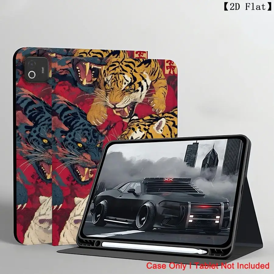 With Pencil Holder Case for Xiaomi Redmi Pad SE K Pad 8.8 9.7 12.4 Inch Pad 6s Pro 7 Ultra Pad 5 6 7 8 Pro Retro Tiger Painting