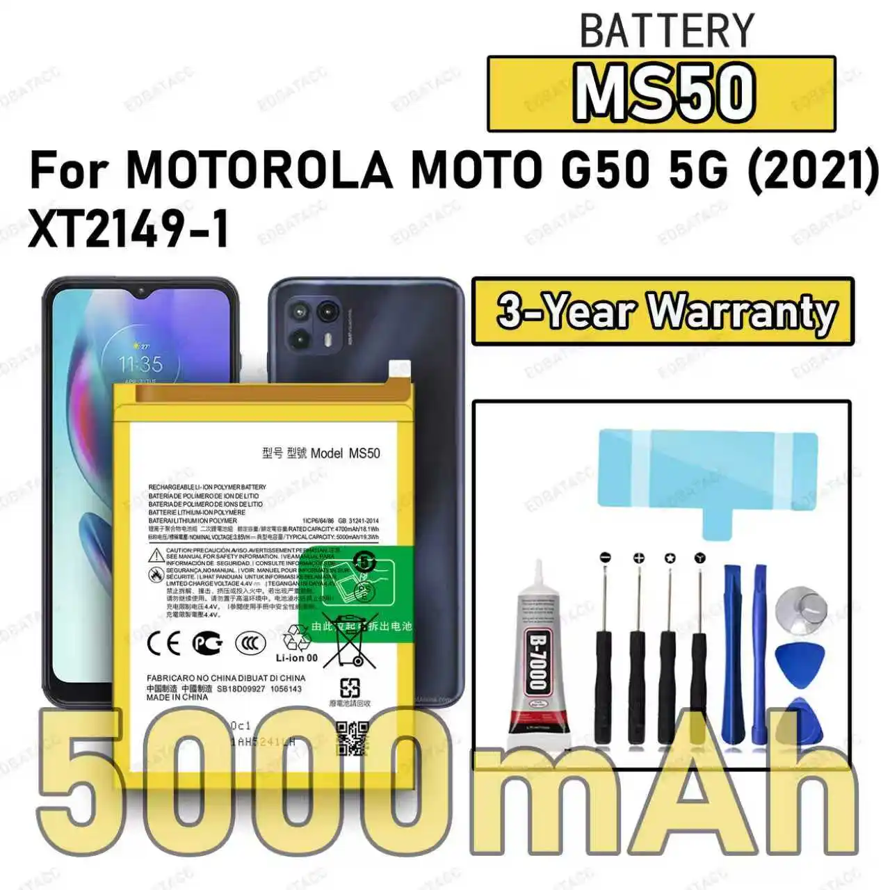 100% New High Quality MS50 Battery For MOTOROLA MOTO G50 5G 2021/XT2149-1 Replacement Battery Bateria+Free Tools