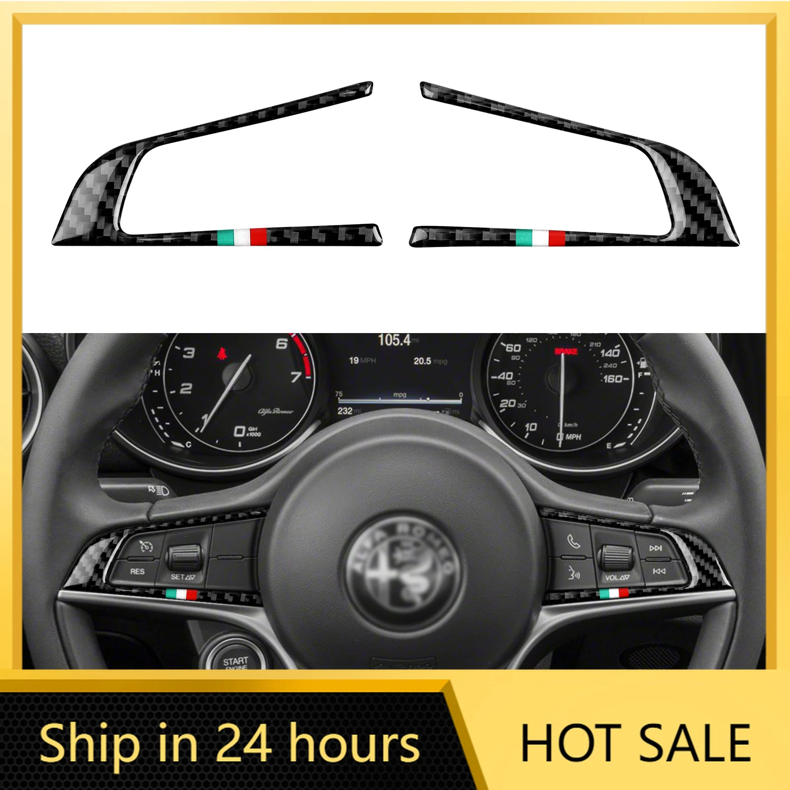 

Car Stickers For Alfa Romeo Giulia 952/Stelvio 949 2016-2019, Steering Wheel Button Panel, Carbon Fiber Interior Sticker Car Tri