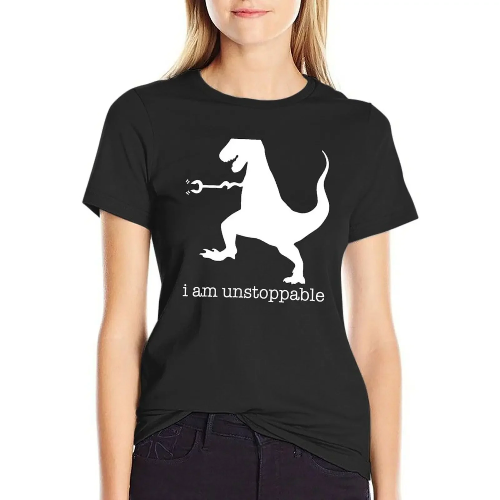 

T-Rex I Am Unstoppable T-Shirt sweat blanks sports fans oversized workout shirts for Women