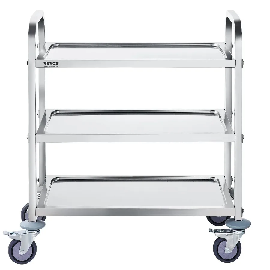 

Stainless Steel Cart 3 Layers Lab Utility Cart 400 lbs Weight Capacity Medical Cart with Lockable Universal Wheels for Lab Cli