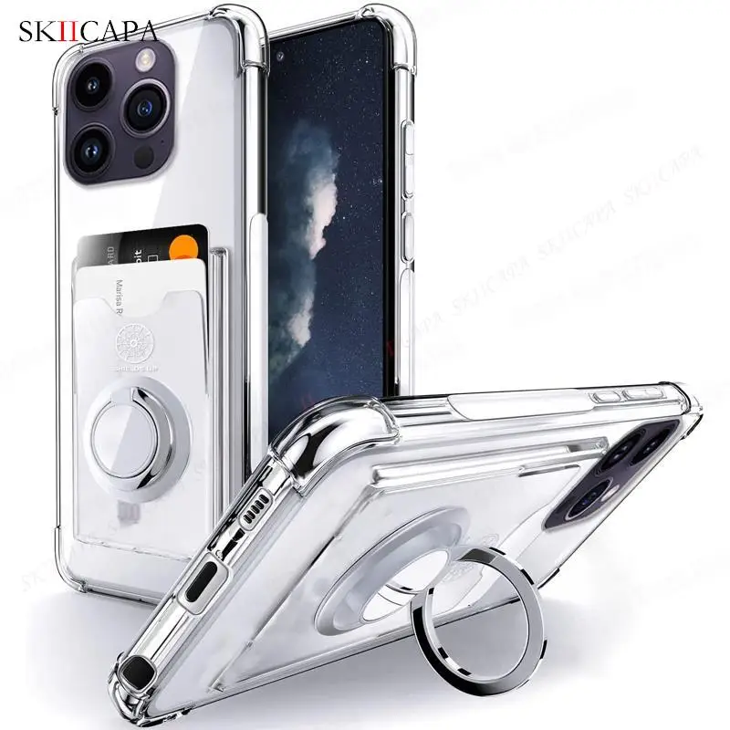 Kartenfach, durchsichtige Handyhülle für iPhone 17 Pro Max 17, Luftringhalter, stoßfest, weiche Rückseite, Ständer, Funda für iPhone 17Pro – Detail 5