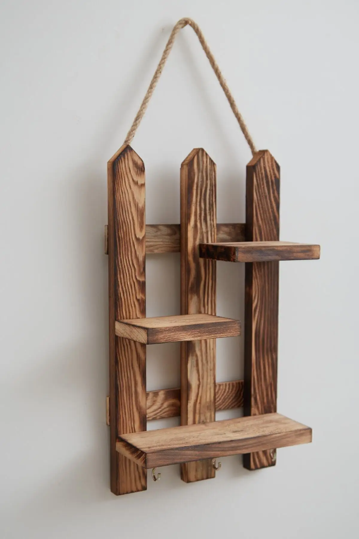 Decorative Rope Wooden Keychain Shelf Practical