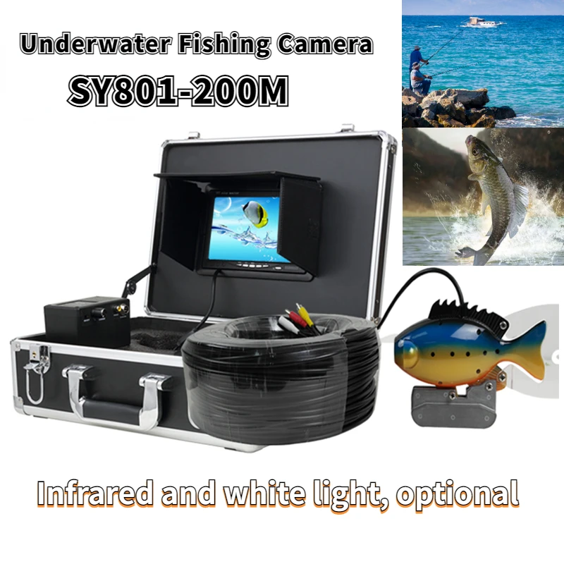 200m Fish Finder Underwater Fishing camera Prober Detector Lure 7''LCD Clear Screen HD Color Fish Camera for Ice Sea Fishing