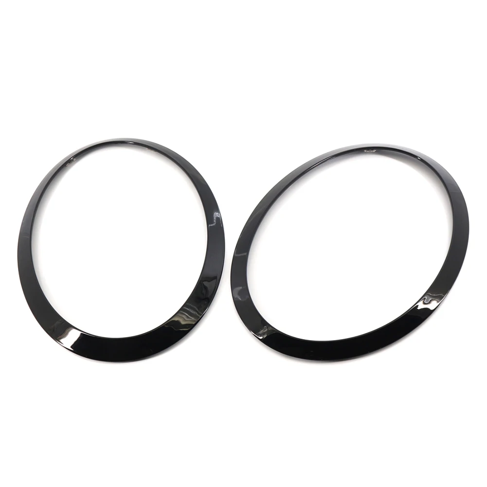 2Pcs Car Headlight Ring Trim Bezel Cover ABS Plastic Glossy Black For BMW Mini Cooper F55S F55 F56 F57