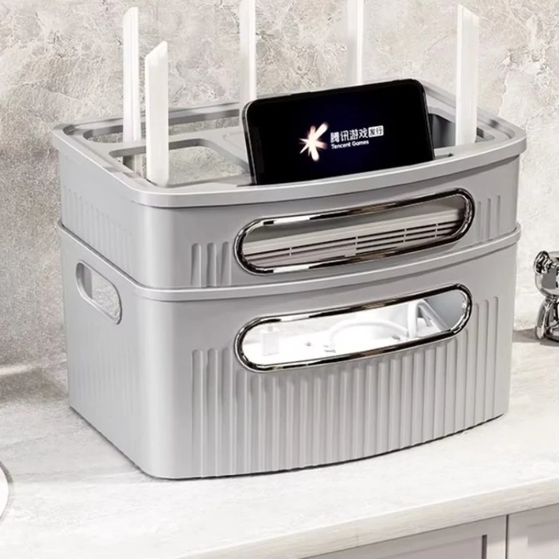 Multi-Function WiFi Router Storage Box, Wireless Modem Multi-Port Signal Open Storage, TV Set-Top Box Holder, Power Cord
