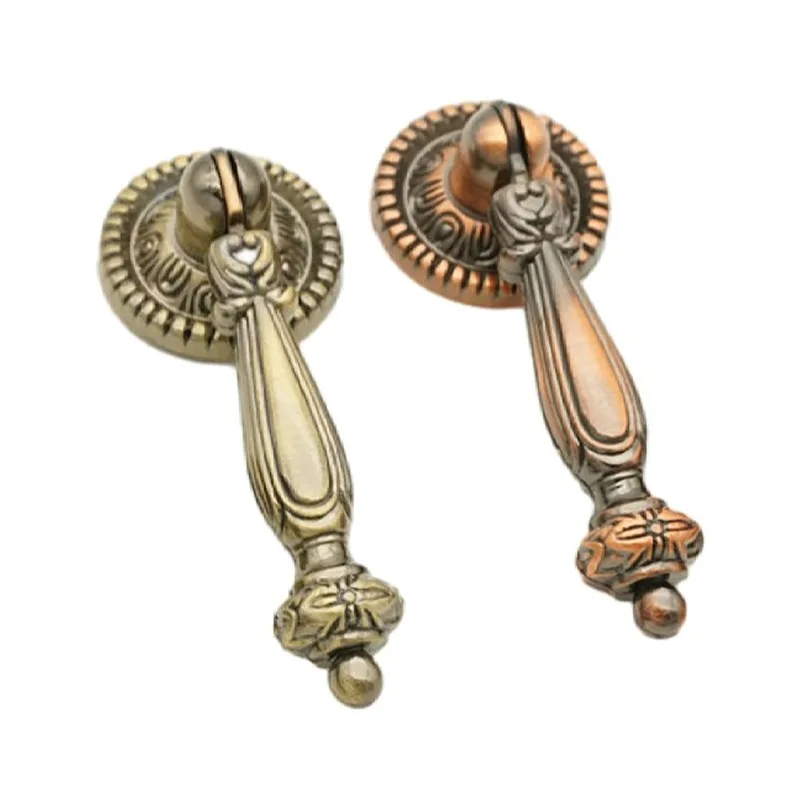 Antique Drawer Door Handle European Ring Handle Pendant Retro Single Hole Wardrobe Pull Ring Bedside Table Knob Dresser Pulls