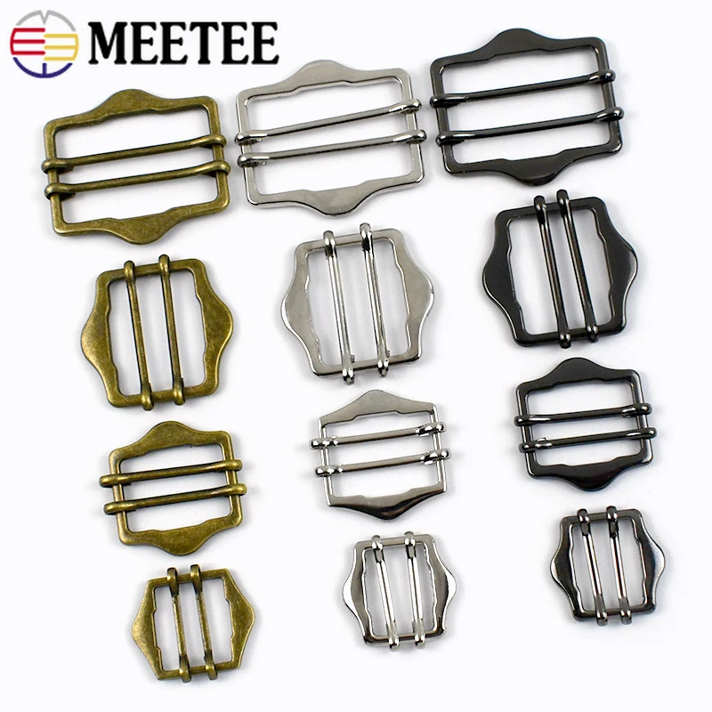 

10/20/30Pcs Metal Buckles 20-40mm Double Pin Buckle Bag Strap Adjuster Tri Glide Slider Clasp Webbing Belt Clothing Accessories