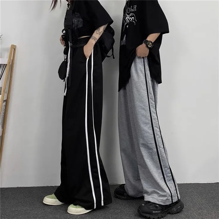 Black casual sweatpants Summer European and American high street straight leg retro hiphop hiphop wide-leg floor-length pants