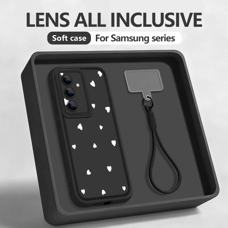 Einfache Liebesmuster-Handyhülle mit Trageriemen für Samsung Galaxy S25 S24 FE S26 S24 S23 S22 Ultra S23 Plus S25 Edge Weiche Schutzhülle mit Band
