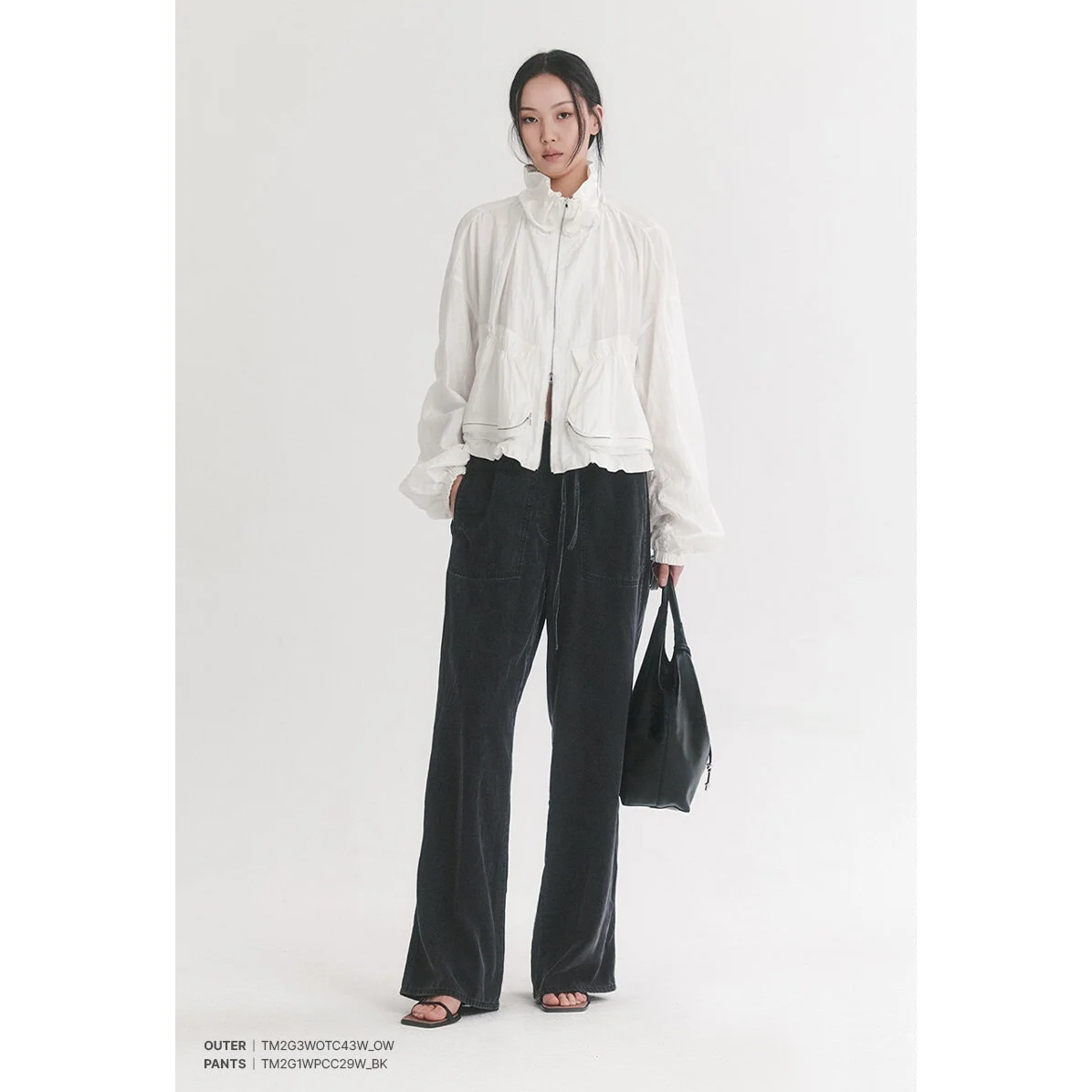 Spring Summer Thin Outerwear Stand Collar Drawstring Pleated Commute Versatile Loose Slimming Jacket Top Women's Fashion