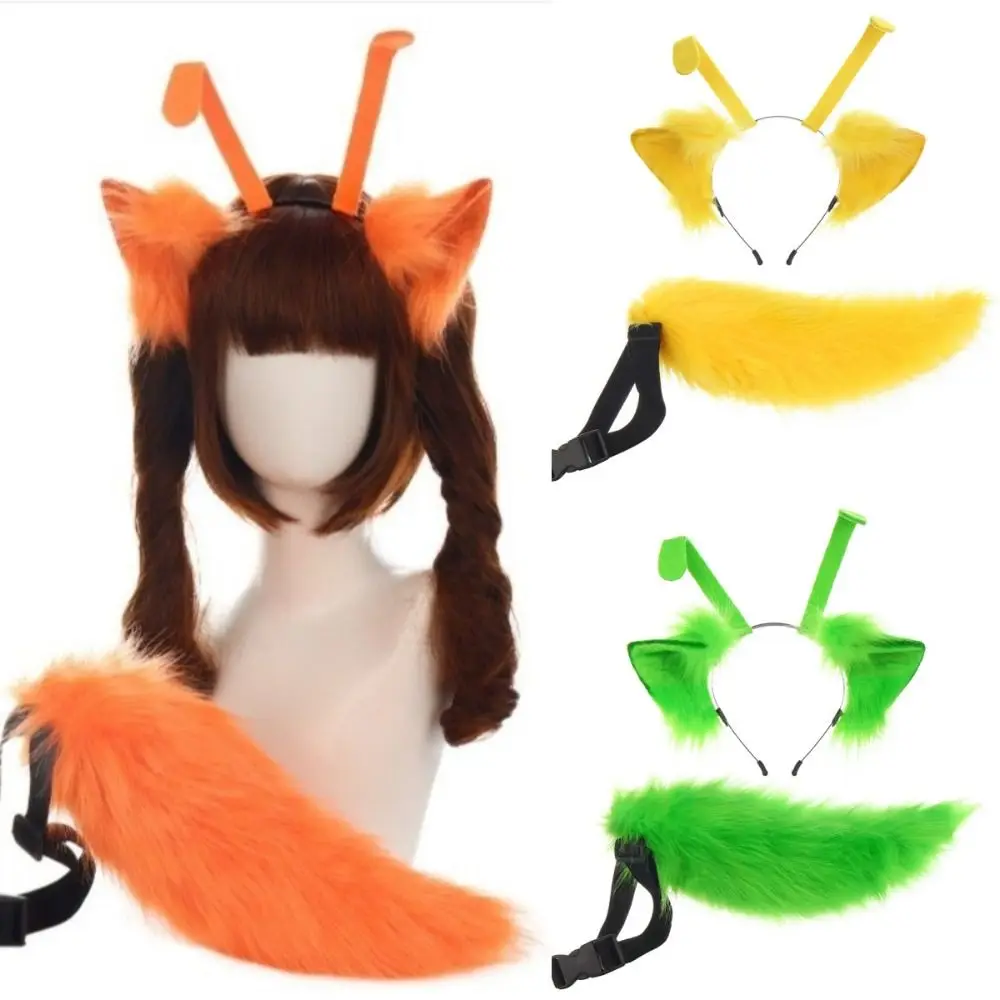 1 Pcs/set Handmade Kitten Ear Hair Hoop Pointed Ear Plush Animal Ear Animal Tail Suit Soft Lolita Halloween Headbands Stage Show