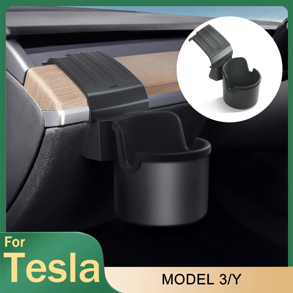 For Tesla Model 3 Model Y Dashboard Water Cup Holder Instrument Panel Organizer Dashboard Left Storage Box Interior Accessories