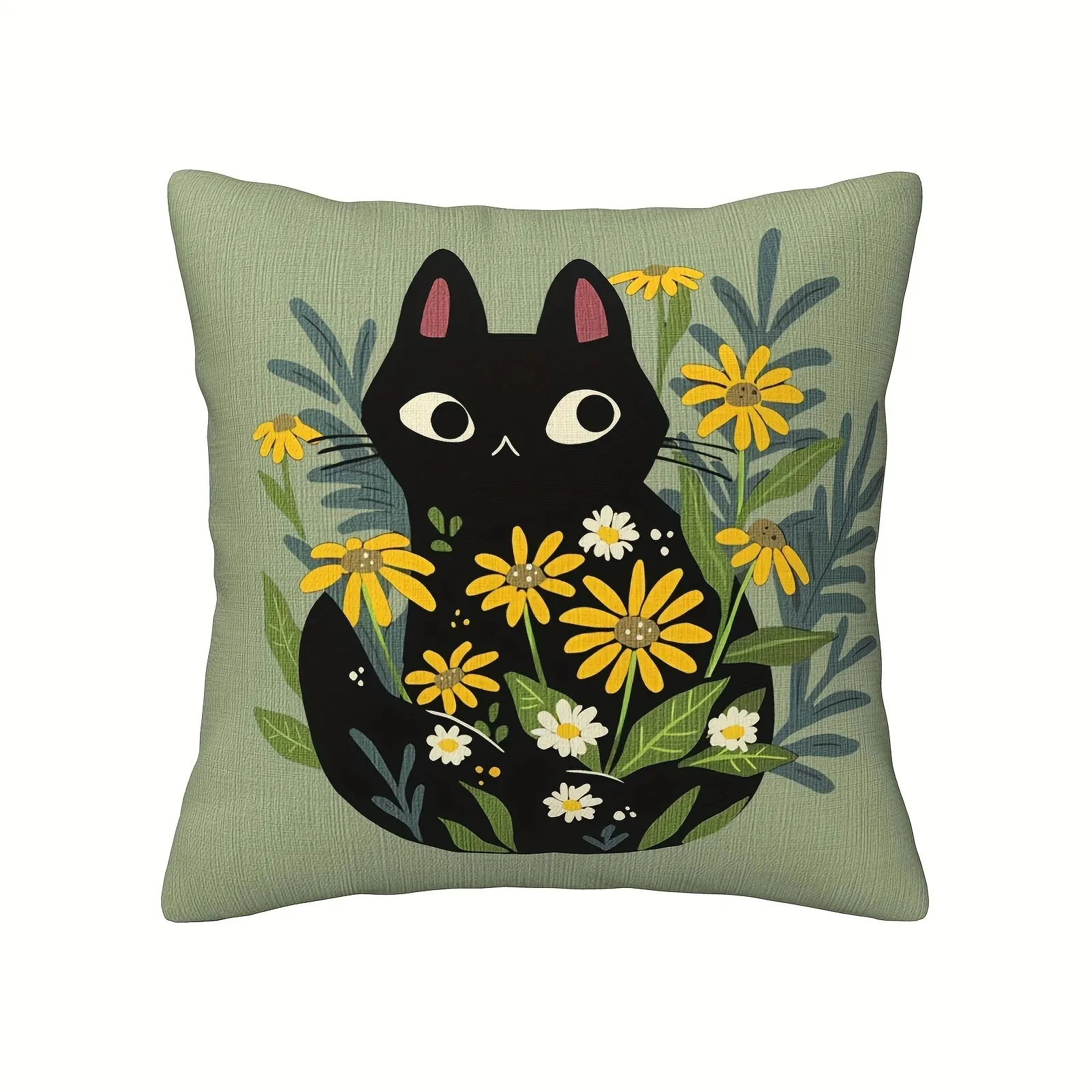 Decoración del hogar lindos gatos con patrones florales fundas de almohada patrón funda de cojín adecuada para sofá dormitorio