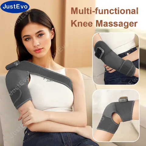 JustEvo 가열식 무릎 팔꿈치 어깨 보호대 랩, 마사지 기능이 있는 무선 가열식 무릎 보호대 랩, 진동 무릎 마사지기.HX-603